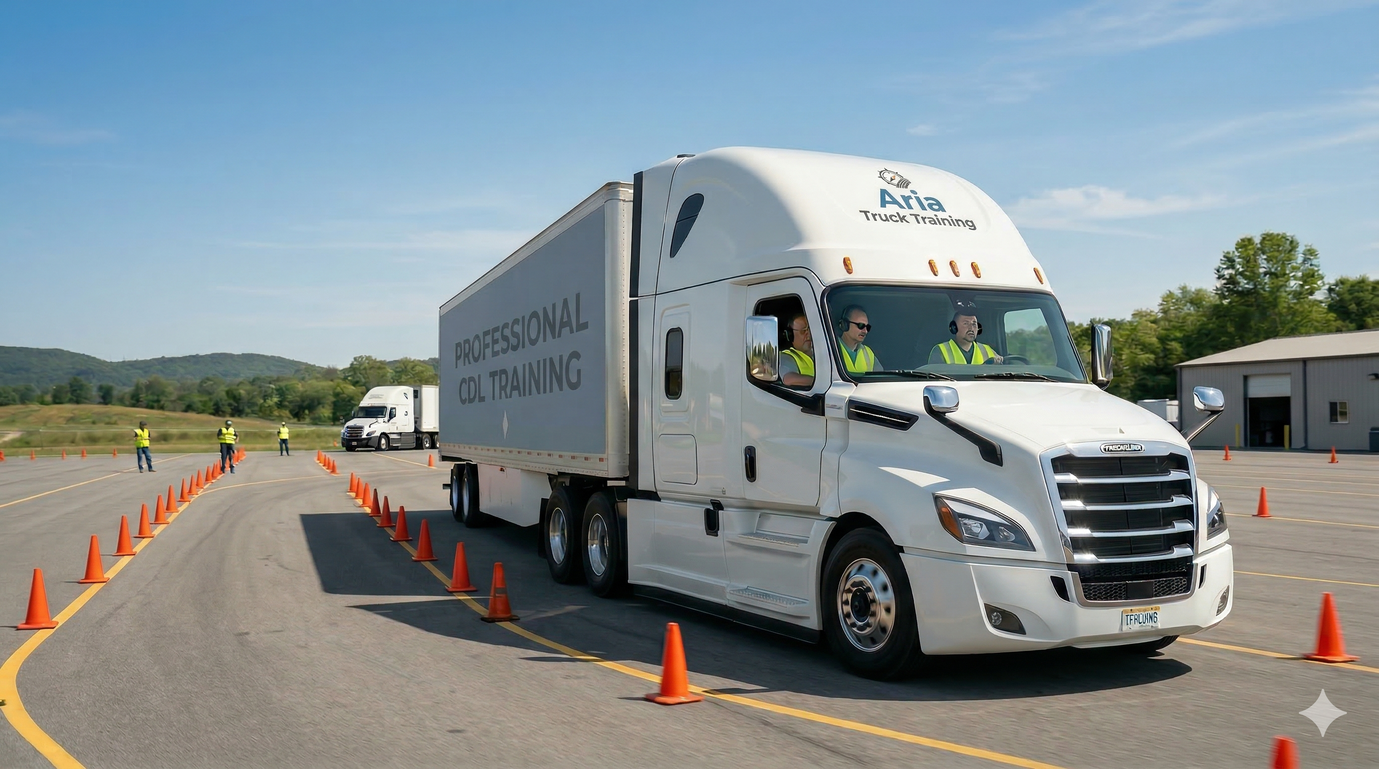 Professional truck training on track